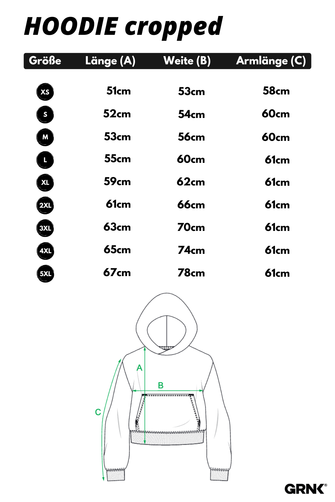 Oversized Cropped Hoodie - GRNK - Core Edition (Pitch Black)