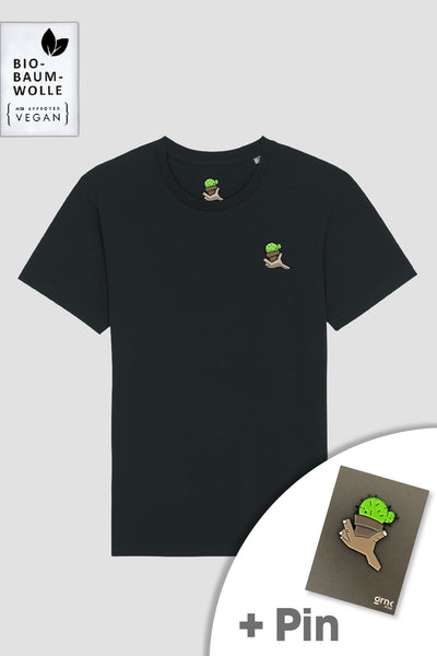 Kapuzenwurm T-Shirt "EMOTE" Black mit Pin